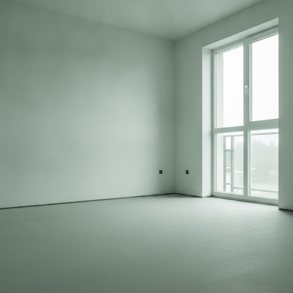Dieselbe Wohnung nach der Bauendreinigung — Boden und Fenster sauber